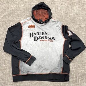 Harley-Davidson Black and Gray Sweatshirt with Orange Highlights M 2XL